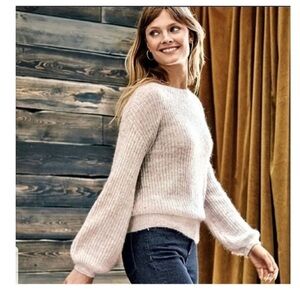 Boden Francesca Balloon Sleeve Sweater in Cream